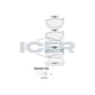 Stabdžių trinkelių rinkinys, diskinis stabdys ICER 180439-700