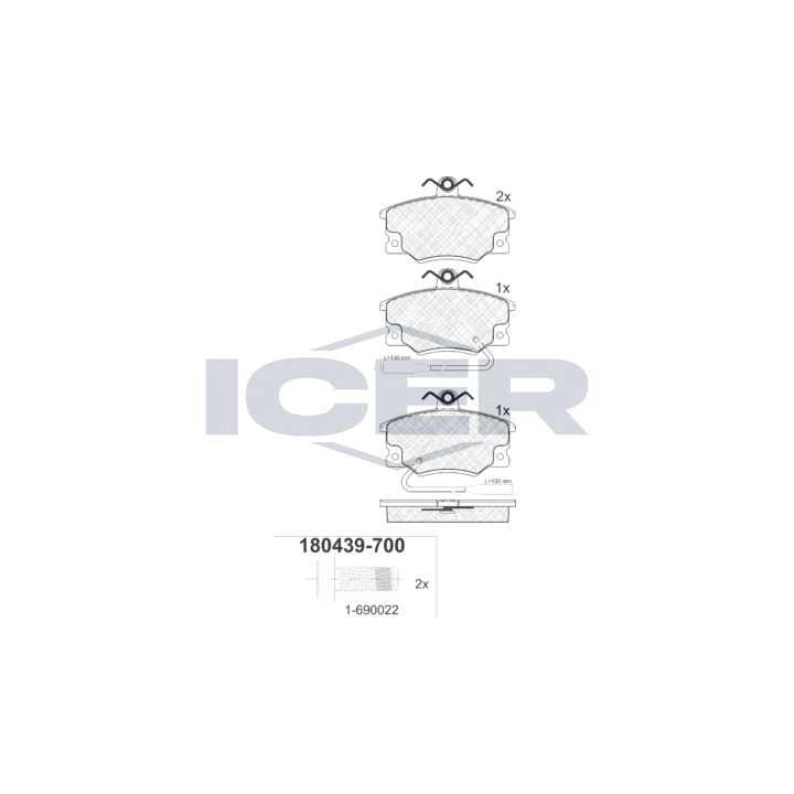 Stabdžių trinkelių rinkinys, diskinis stabdys ICER 180439-700