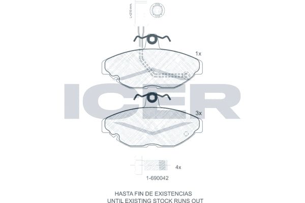 Stabdžių trinkelių rinkinys, diskinis stabdys ICER 180455-700