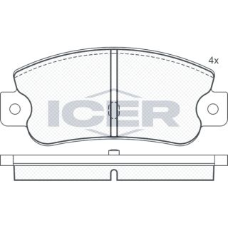 Stabdžių trinkelių rinkinys, diskinis stabdys ICER 180490