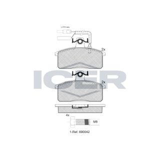Stabdžių trinkelių rinkinys, diskinis stabdys ICER 180531-700