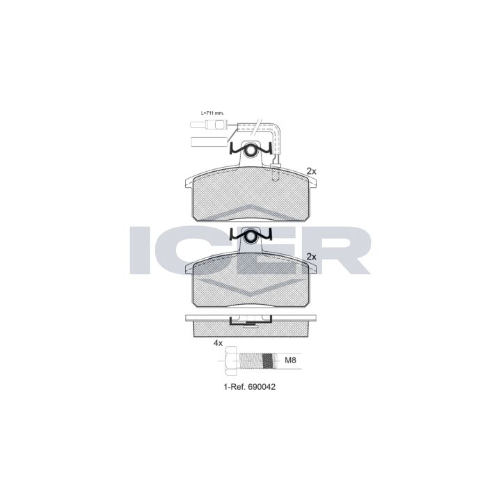 Stabdžių trinkelių rinkinys, diskinis stabdys ICER 180531-700