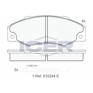 Stabdžių trinkelių rinkinys, diskinis stabdys ICER 180556