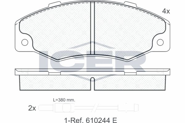 Stabdžių trinkelių rinkinys, diskinis stabdys ICER 180556