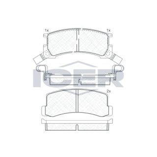 Stabdžių trinkelių rinkinys, diskinis stabdys ICER 180613