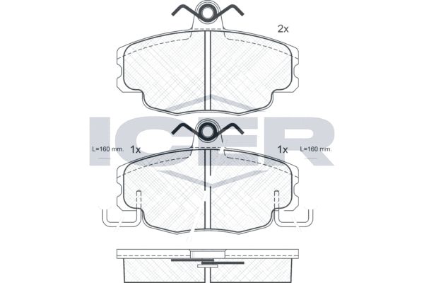 Stabdžių trinkelių rinkinys, diskinis stabdys ICER 180622