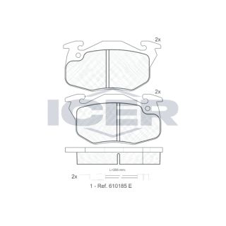 Stabdžių trinkelių rinkinys, diskinis stabdys ICER 180633