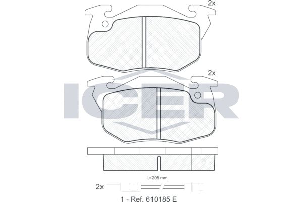 Stabdžių trinkelių rinkinys, diskinis stabdys ICER 180633