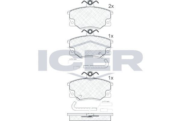 Stabdžių trinkelių rinkinys, diskinis stabdys ICER 180660
