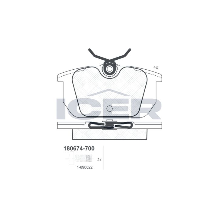 Stabdžių trinkelių rinkinys, diskinis stabdys ICER 180674-700