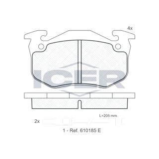 Stabdžių trinkelių rinkinys, diskinis stabdys ICER 180723