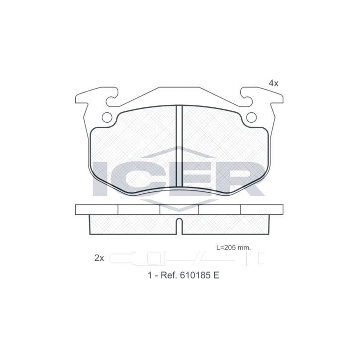 Stabdžių trinkelių rinkinys, diskinis stabdys ICER 180723