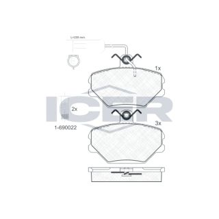 Stabdžių trinkelių rinkinys, diskinis stabdys ICER 180729-203