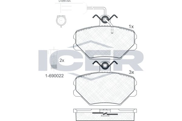 Stabdžių trinkelių rinkinys, diskinis stabdys ICER 180729-203
