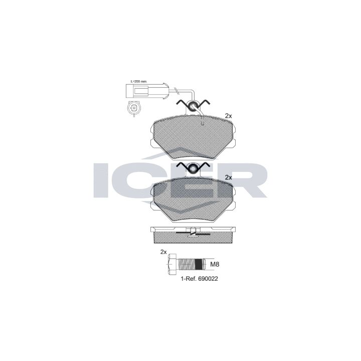 Stabdžių trinkelių rinkinys, diskinis stabdys ICER 180729-700