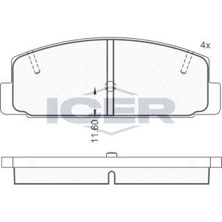 Stabdžių trinkelių rinkinys, diskinis stabdys ICER 180785