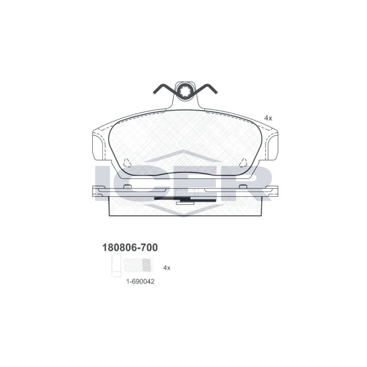 Stabdžių trinkelių rinkinys, diskinis stabdys ICER 180806-700