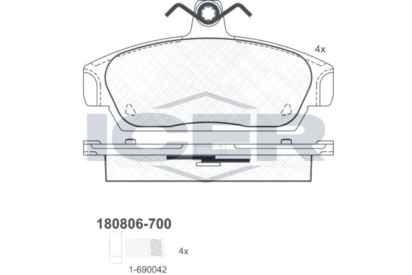 Stabdžių trinkelių rinkinys, diskinis stabdys ICER 180806-700
