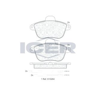 Stabdžių trinkelių rinkinys, diskinis stabdys ICER 180856