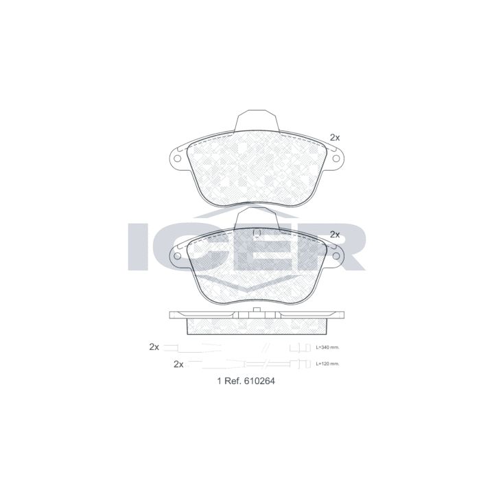 Stabdžių trinkelių rinkinys, diskinis stabdys ICER 180856