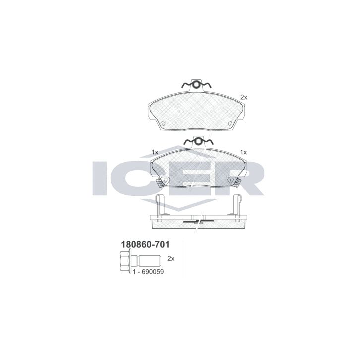 Stabdžių trinkelių rinkinys, diskinis stabdys ICER 180860-701