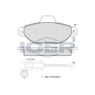 Stabdžių trinkelių rinkinys, diskinis stabdys ICER 180924