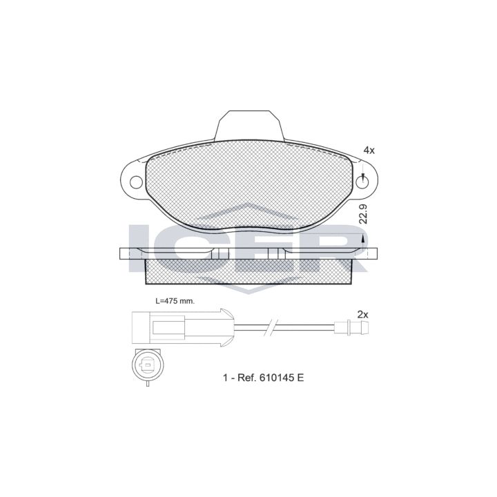 Stabdžių trinkelių rinkinys, diskinis stabdys ICER 180924