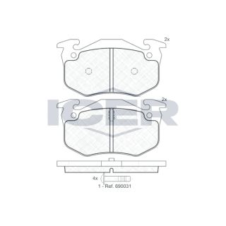 Stabdžių trinkelių rinkinys, diskinis stabdys ICER 180929