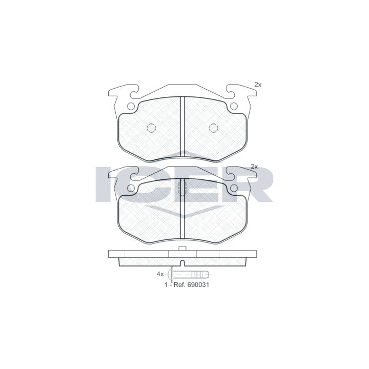 Stabdžių trinkelių rinkinys, diskinis stabdys ICER 180929