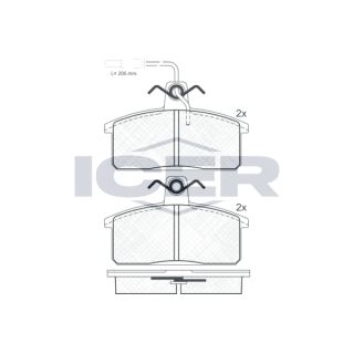 Stabdžių trinkelių rinkinys, diskinis stabdys ICER 180966