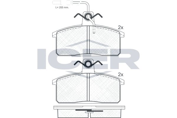 Stabdžių trinkelių rinkinys, diskinis stabdys ICER 180966