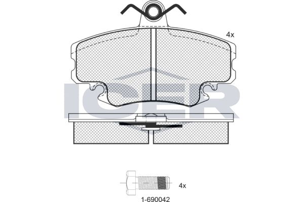 Stabdžių trinkelių rinkinys, diskinis stabdys ICER 180993-204
