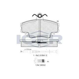 Stabdžių trinkelių rinkinys, diskinis stabdys ICER 180993-700