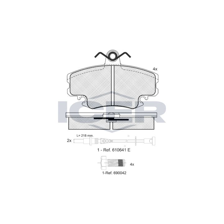 Stabdžių trinkelių rinkinys, diskinis stabdys ICER 180993-700