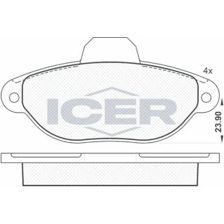 Stabdžių trinkelių rinkinys, diskinis stabdys ICER 181018
