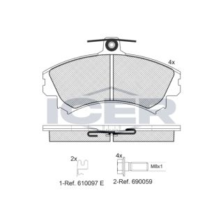 Stabdžių trinkelių rinkinys, diskinis stabdys ICER 181118-700