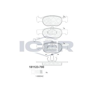 Stabdžių trinkelių rinkinys, diskinis stabdys ICER 181123-700