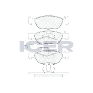 Stabdžių trinkelių rinkinys, diskinis stabdys ICER 181124