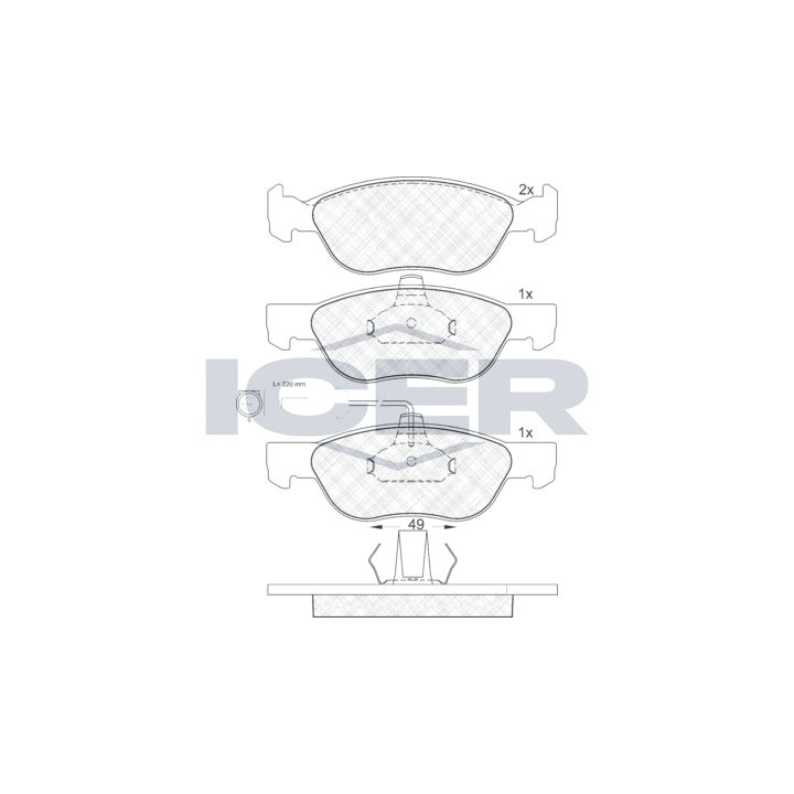 Stabdžių trinkelių rinkinys, diskinis stabdys ICER 181124