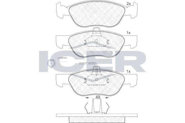 Stabdžių trinkelių rinkinys, diskinis stabdys ICER 181124