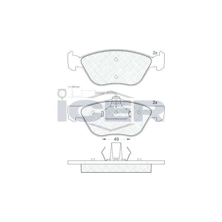 Stabdžių trinkelių rinkinys, diskinis stabdys ICER 181125