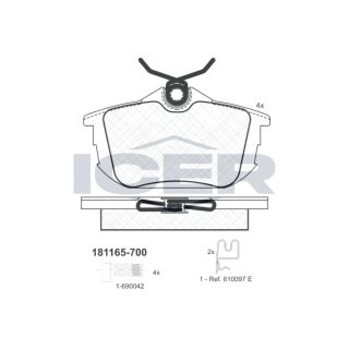 Stabdžių trinkelių rinkinys, diskinis stabdys ICER 181165-700