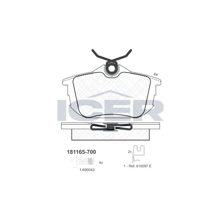 Stabdžių trinkelių rinkinys, diskinis stabdys ICER 181165-700