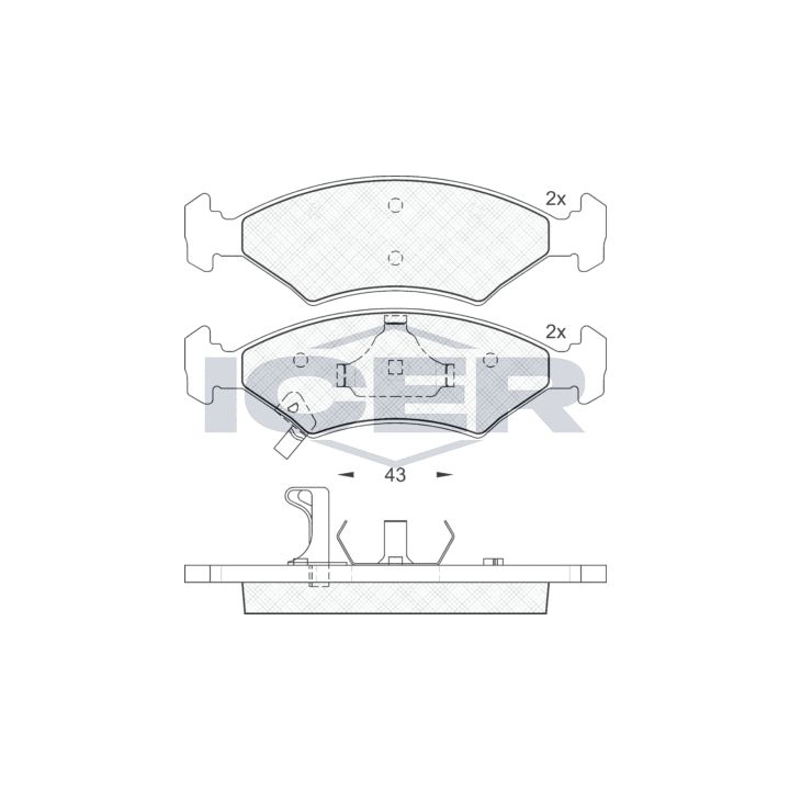 Stabdžių trinkelių rinkinys, diskinis stabdys ICER 181185