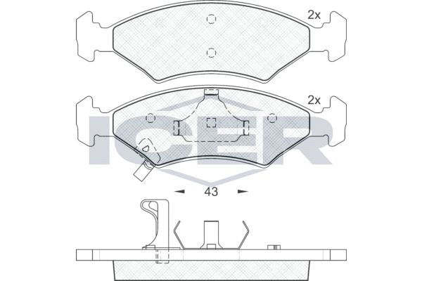 Stabdžių trinkelių rinkinys, diskinis stabdys ICER 181185