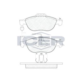 Stabdžių trinkelių rinkinys, diskinis stabdys ICER 181212