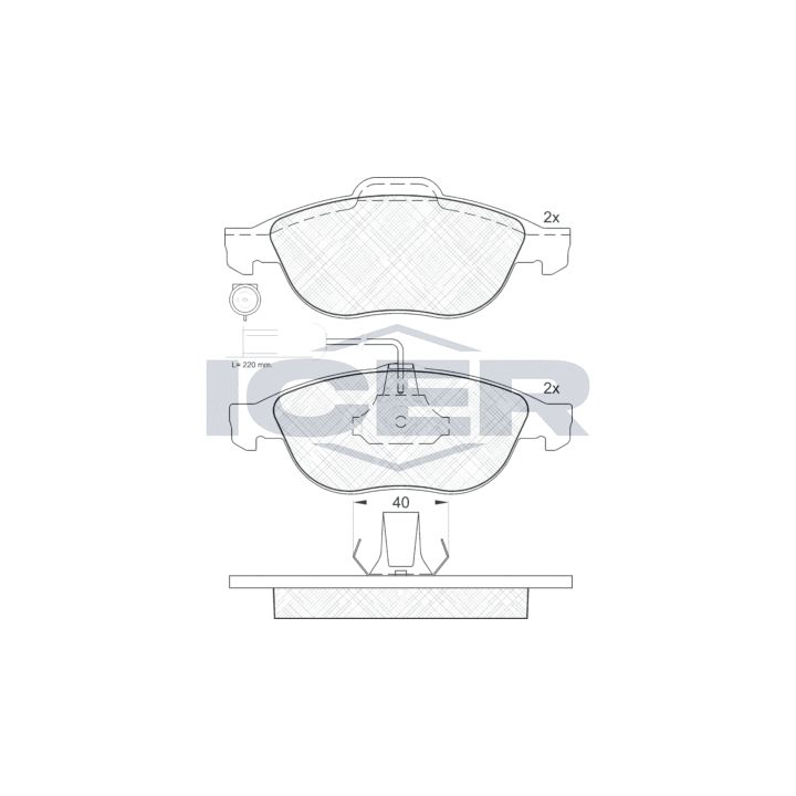Stabdžių trinkelių rinkinys, diskinis stabdys ICER 181212