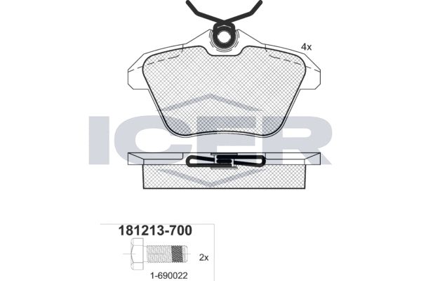 Stabdžių trinkelių rinkinys, diskinis stabdys ICER 181213-700