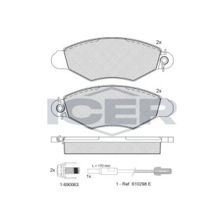 Stabdžių trinkelių rinkinys, diskinis stabdys ICER 181217-203
