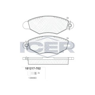 Stabdžių trinkelių rinkinys, diskinis stabdys ICER 181217-702